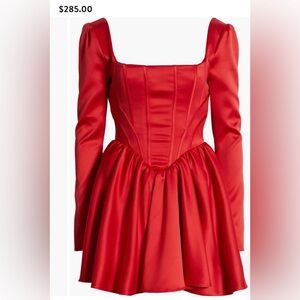 NWT WOMENS CHERLEY LONG-SLEEVE CORSET SATIN MINI DRESS